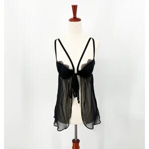 Victoria's Secret Black Babydoll Lingerie Size 34B